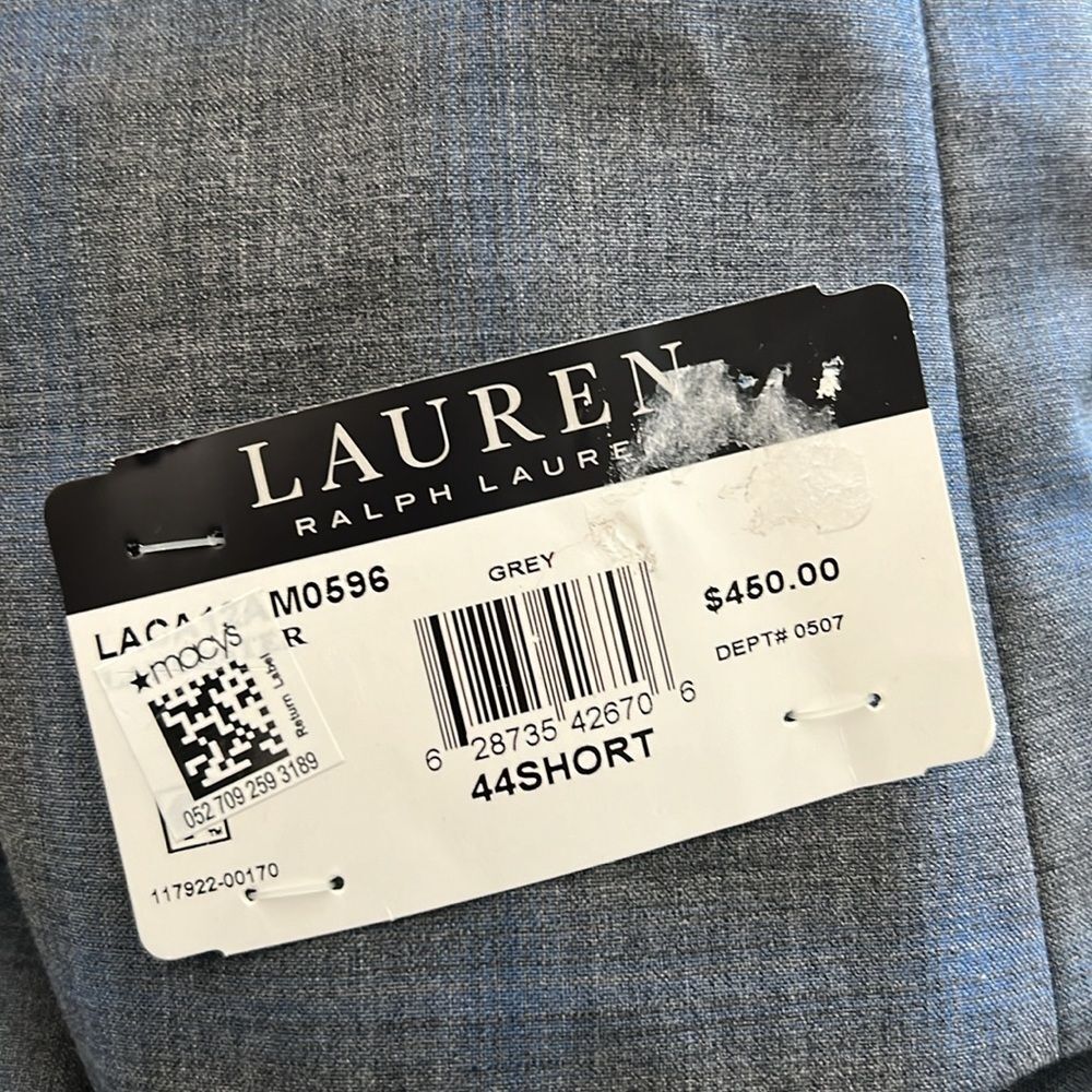 Lauren Ralph Lauren Gray Blue Plaid Classic-Fit Blazer, UltraFlex, NWT, Size 44S - Picture 6 of 8